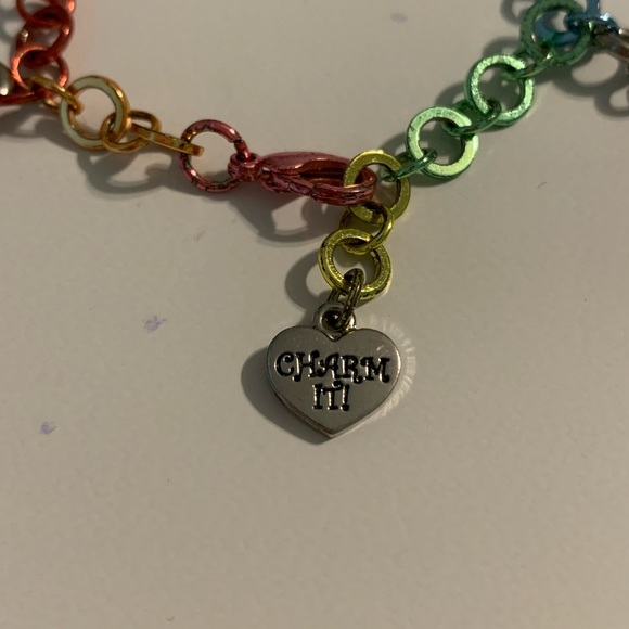 Girl’s Charm It! Bracelet with 4 Charms and Rainbow Band - Picture 6 of 7